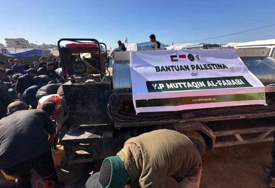 Masyarakat Indonesia Salurkan Bantuan Air Bersih Untuk Pengungsi Palestina di Selatan Jalur Gaza